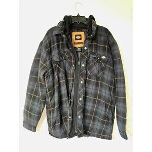 Dickies Quilted Lined Flannel Hoodie Full Zip Up Plaid Jacket Mens Size XL